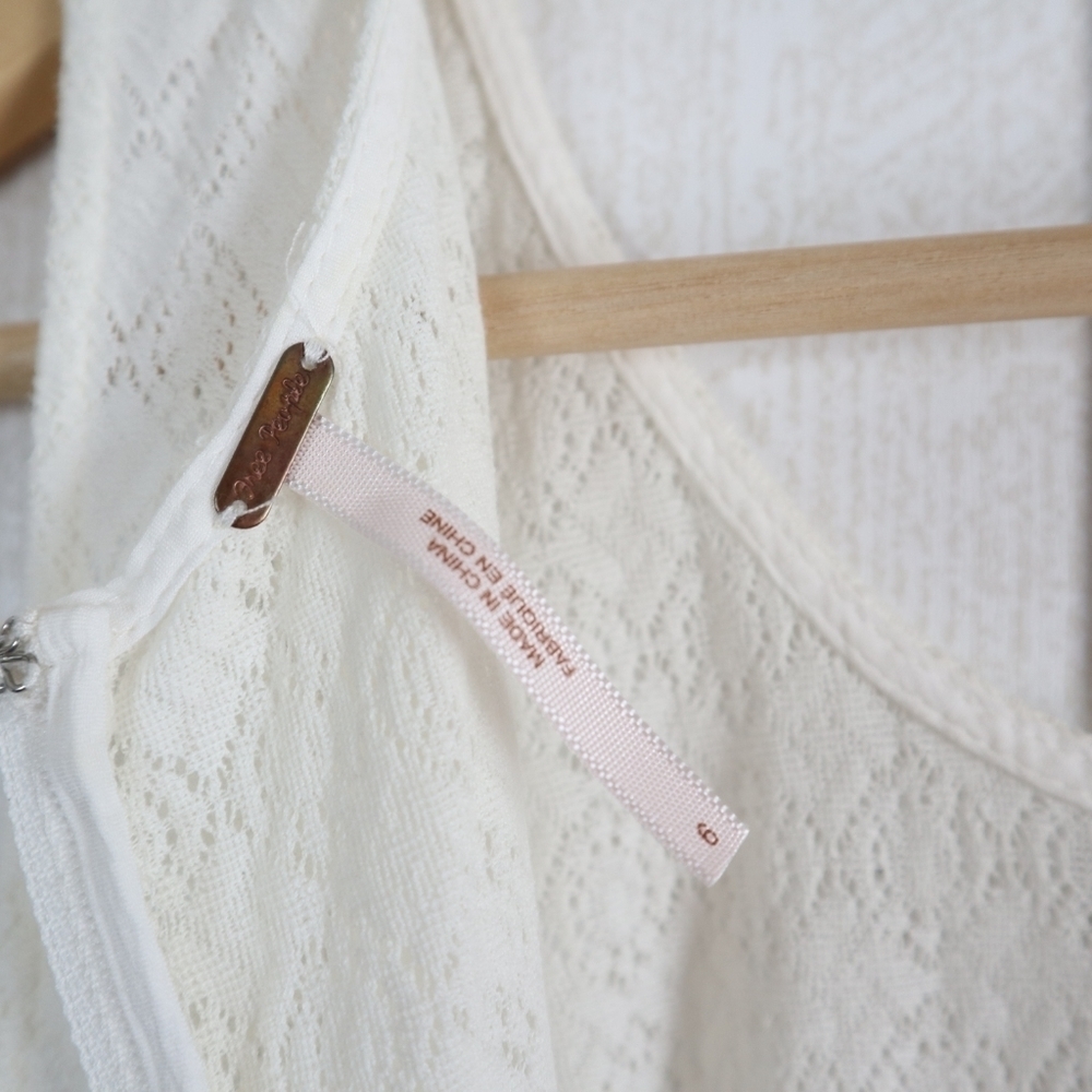 FREE PEOPLE beige cream daisy cut out sleeveless lined floral lace dress - Picture 12 of 13